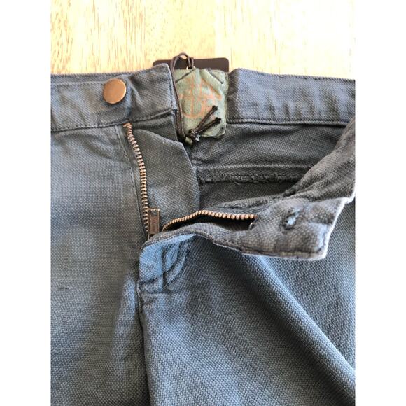 Chaser Canvas Utility Frayed Hem Lace-up Detail BluePants - M - Picture 6 of 7